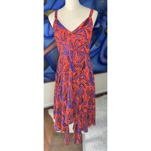 ALEXIS FOR TARGET TROPICAL LEAF TIE STRAP ASYMMETRICAL HEM DRESS Maxi SZ M